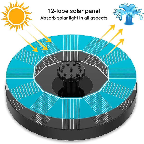 Flytende utendørs solfontene, 6 dyse solcelledrevet dam pumpe, S