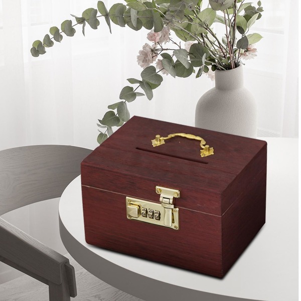 Puinen säästöpossu Organizer Treasure Storage Box Koristeellinen säästölaatikko