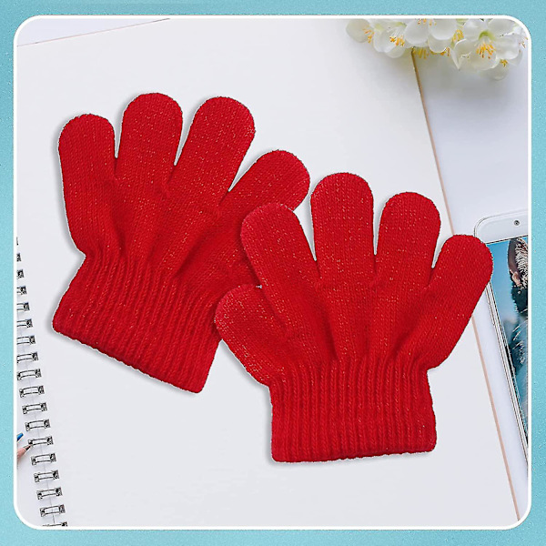 Baby Knit Varm Vinter Fingerhandskar (1 Par, Röd)