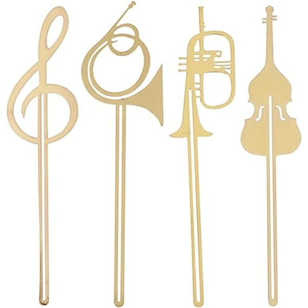 4 kpl Kirjanmerkit Söpö Kulta Musiikki-instrumentit Metalli Kirjanmerkit Kirjanmerkit
