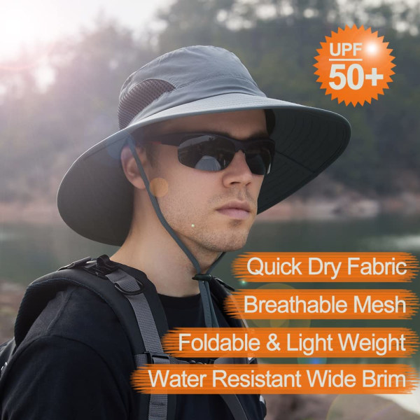 Aurinkohattu miehille, naiset, UPF50+ kalastushattu, aurinkosuojahatut  Leveälieriset safarihattu Boonie-hattu retkeilyrannalle d6a9 | Fyndiq