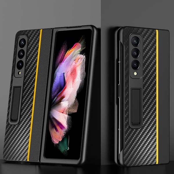 Case , yhteensopiva Samsung Galaxy Z Fold 3 magneettisella tukijalustalla, iskunkestävä Yellow