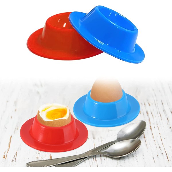 Äggkopp Äggkopp i silikon Bärbar äggkopp Kreativ äggkopp Stapling och förvaring Äggkopp 2 (röd + blå)