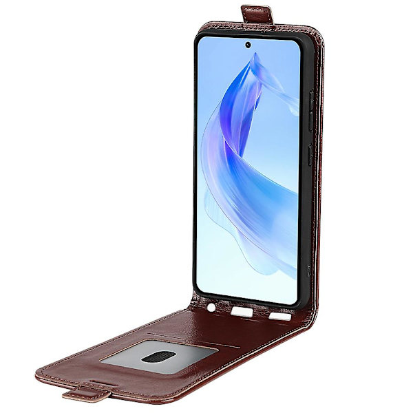 Vertikal flip PU läderfodral för Honor 90 Lite 5g / X50i 5g, vertikalt flip skyddande fodral med kortplats Brown