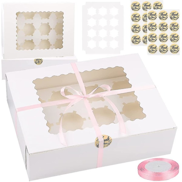 15-pack bagerilåda med insatser och fönster Kraftpapper Cupcake Cake Carriers