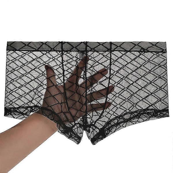 Herre Boxer Briefs Mid-Rise Stretch Mesh Underbukser Black L