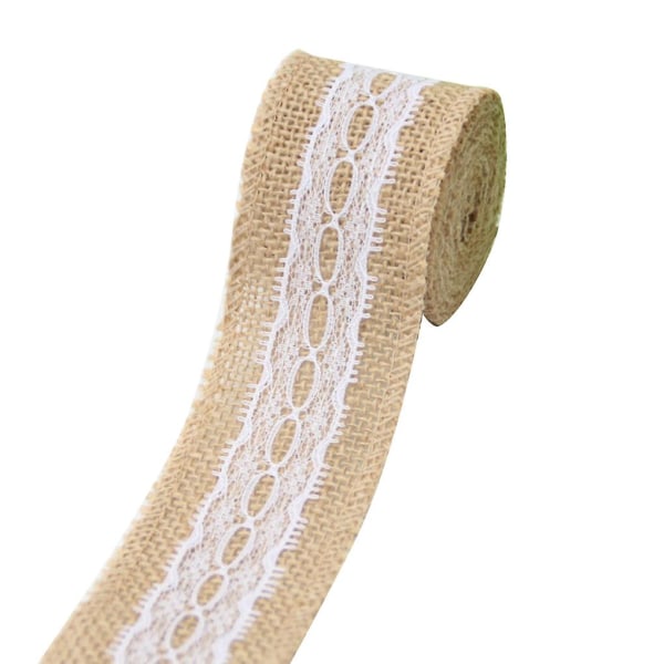 2m/rull Lin Lace Jute Burlap Roll Trim For Christmas Wedding Party