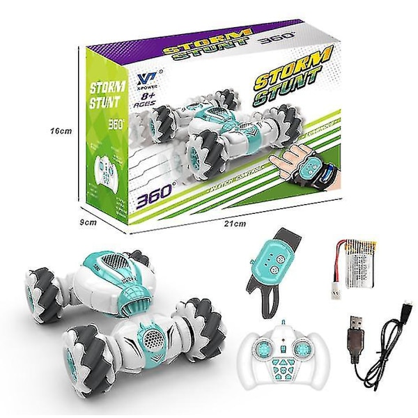 Rc Stunt -auto, Kaukosäädin, Rannekello, Ele-Sensori, Muotoiltava Sähköinen Leikkiauto, Vihreä