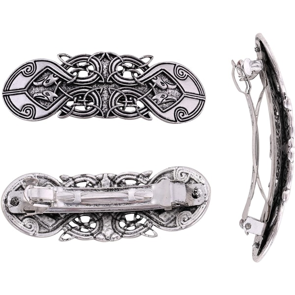 Metall Celtic hårspänne retro Odins korp hårnål handgjorda våren nypa hår smycken bröllop brud håraccessoarer kvinnor（Silver）
