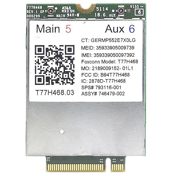 4g-moduuli Lt4211 T77h468 Gobi5000 Lte/ev-do/hspa+wwan-kortti Sps:793116-001 Lt4211 Elitebook 740:lle
