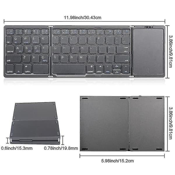 Bærbar Mini Foldbar Trådløs Bluetooth 5.1 Tastatur, Sort