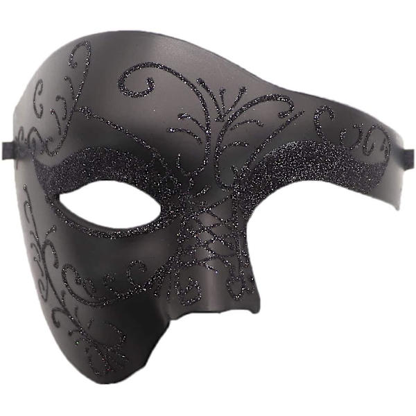 1 st Masquerade Mask Retro Phantom Of The Opera Enögd Halv Ansikts Maskeraddräkt, Halv Ansikts Phantom Mask (mönster Svart)