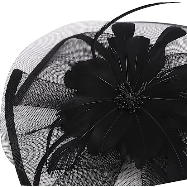 Elegant Damhatt med Blomma, Fjäder och Nät för Dam
