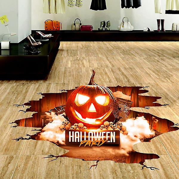 Gresskar 3d klistremerke vegg gulv klistremerke skummel Halloween-dekor
