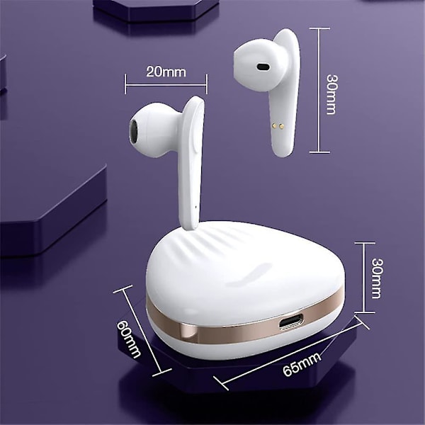 Chronus True Wireless -kuulokkeet, Bluetooth 5.0 -kuulokkeet, langaton latauskotelo, melunvaimennus, pitkä toistoaika, kotiin, toimistoon, urheiluun (valkoinen)