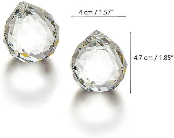 Klar glas kristallkula prisma hänge solfångare 40mm 2-pack