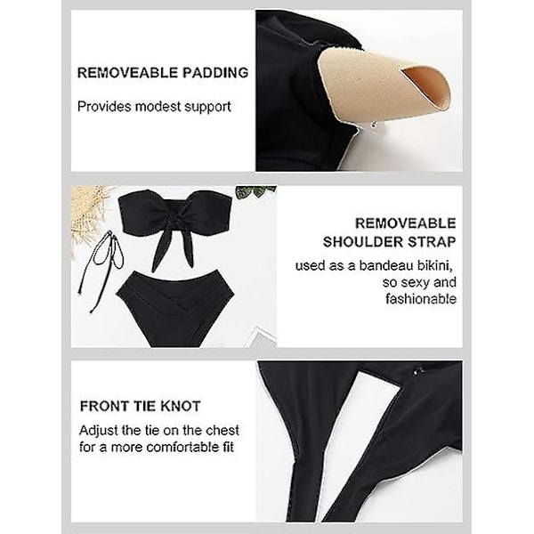 Naisten korkeavyötäröinen bikinitop ja push-up-uikkarit, solmittava, korkea leikkaus
