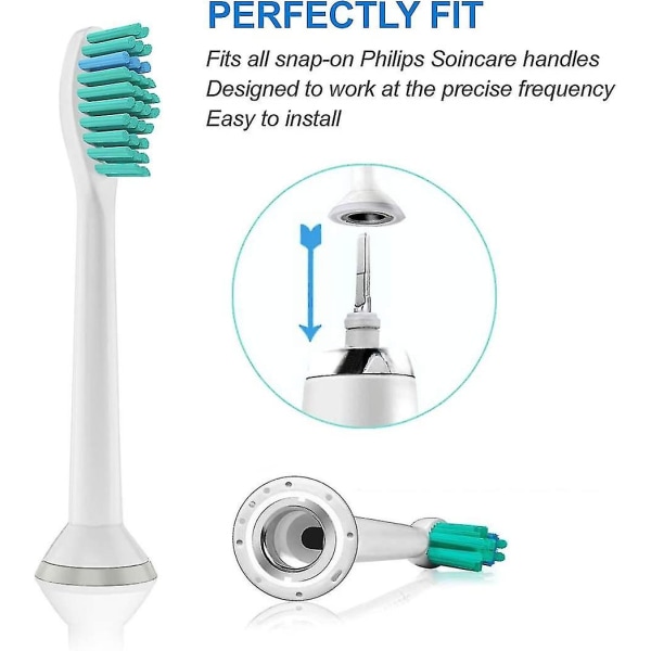 Udskiftningstandbørstehoveder, 8-pack standardbørstehoveder, der er kompatible med Philips Sonicare elektriske tandbørster, passer til Diamondclean Flexcare Healthywhi