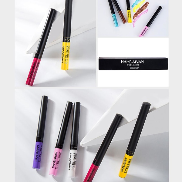 12 stk/sett 12 farger Eyeliner blyant Vanntett Anti-svette Langvarig