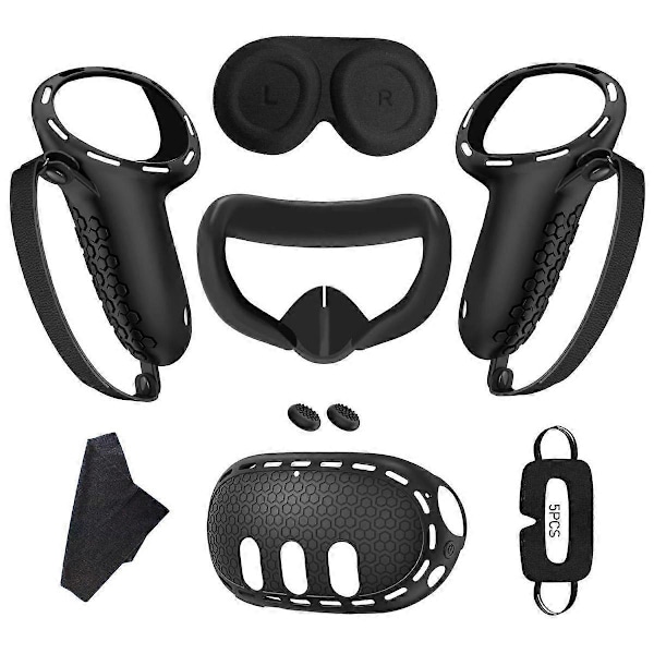 For 3 Silikon Case+Håndtak Case+Ansiktsdeksel+Blackout Mask Full Kit Anti-Lekkasje Nesepute VR Silikon Case B