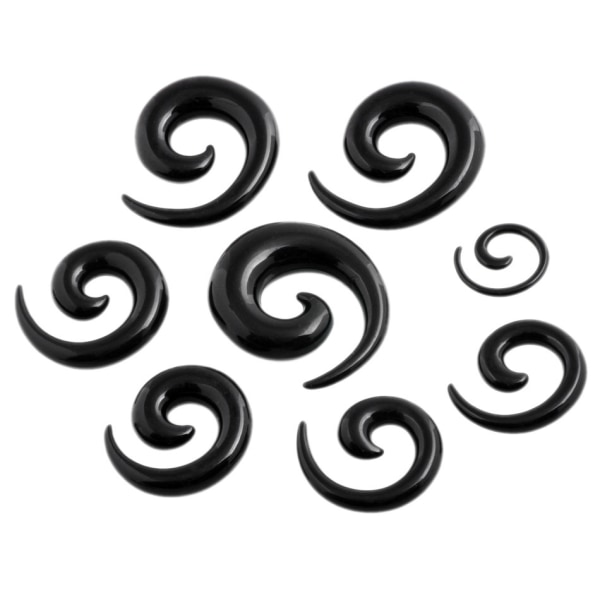 Strekksett (spiraler) fra 2-12mm, 6 stk black