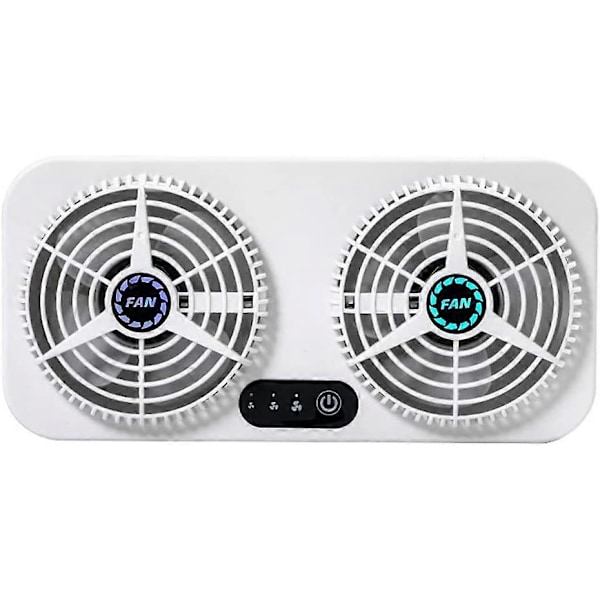 Vindusventilator med dobbel funksjon for bil, hjem, ventilasjon, deodorisering, luftrensing, kjølevifte med justerbar vindhastighet, hvit