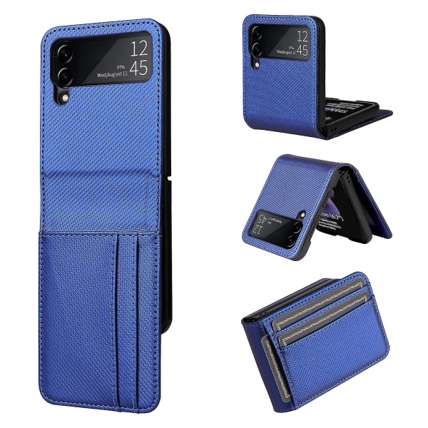 Nahkainen case Yhteensopiva Samsung Galaxy Z Flip 4/ Z Flip 3, jossa on korttikotelon iskunkestävä cover Blue