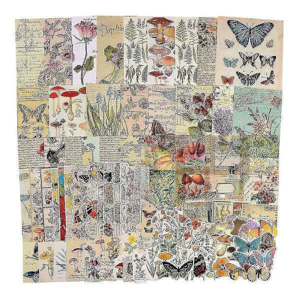 100 stk Vintage Scrapbooking Tilbehør Pakke Til Junk Journal Kunst Affald Ephemera Planner Sticker