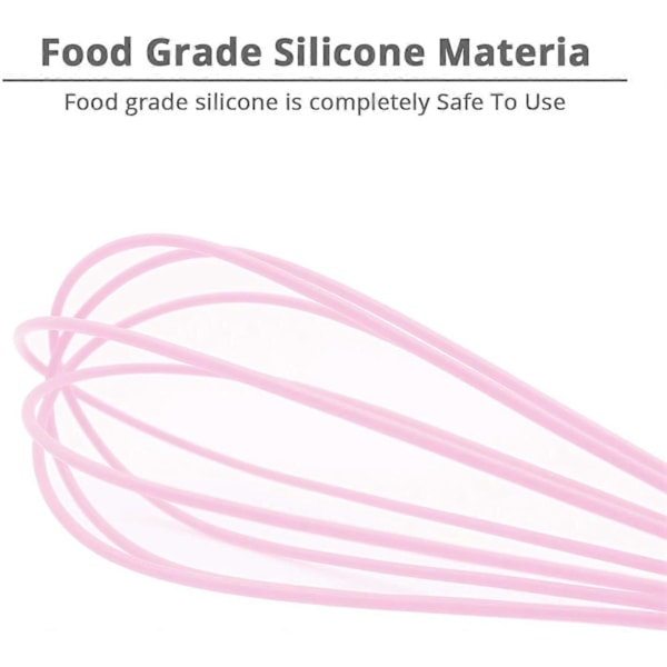 Køkken Silikone Piskeris, Ballon Mini Trådpiskeris, Rustfrit Stål & Silikone Non-Stick Belægning Hånd Æggepisker (Pink, 25 cm)