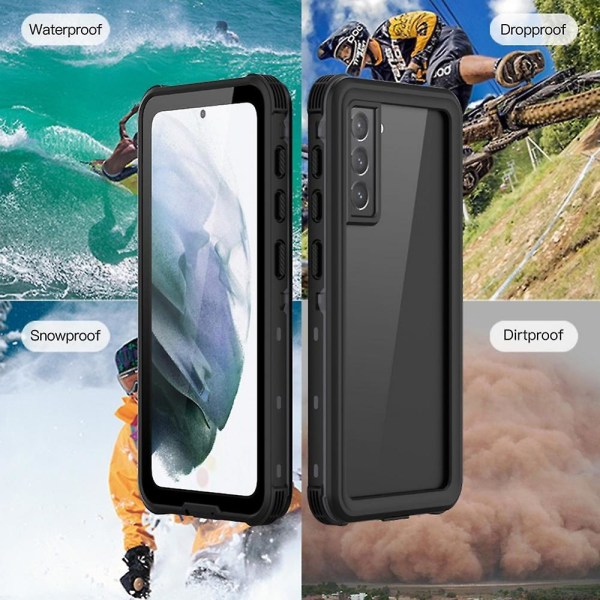 Fitup vattentätt case för Samsung Galaxy S21 Ultra 5G+ Inbyggt skärmskydd Black for Samsung Galaxy S21