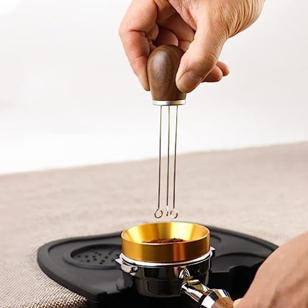 Espresso Kaffebryggare Omrörare Distributionsverktyg Nål Professionell Omröring Titanium black cover beech