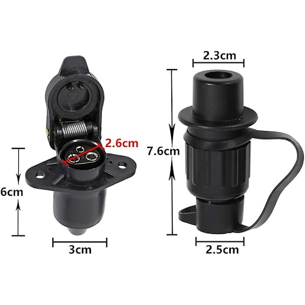 3-polet stik og stik 3-polet, 12v traktorstik, Din 9680 vandtæt gave