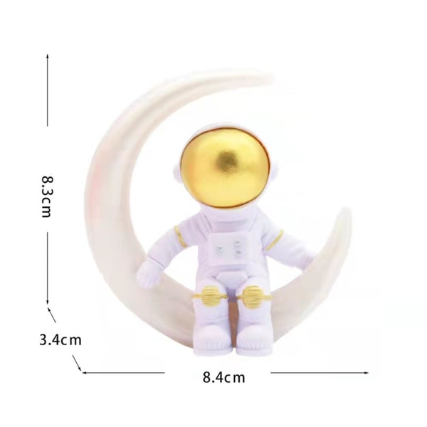 Astronaut Cake Topper Ornament Delikat Kompakt Astronaut Statue Barn Gutter Jenter Soverom Dekor gold