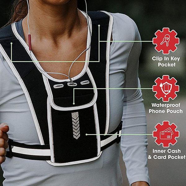 1 st Universal löparväst, telefonhållare med justerbart midjeband, elastisk löparryggsäck för jogging, vandring, cykling