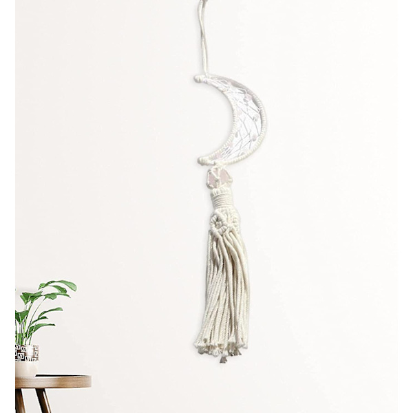 Måne af drømmefanger, gobelin display kunst drømmefanger håndværk boho macrame vægkunst til legerum gave restaurantindretning,