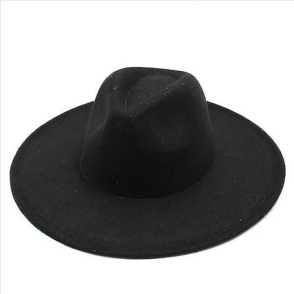 Warm Winter Classical Wide Brim Fedora Hat Black White Wool Hats Men Women Crushable Winter Hat