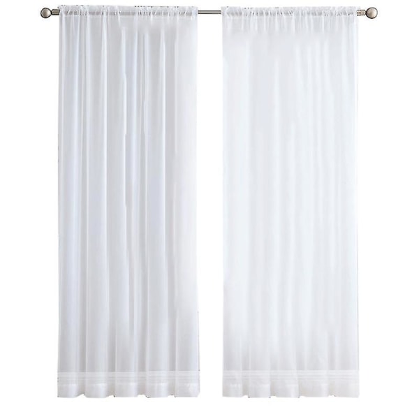 2 stk supermyke, flotte kvite tyllgardiner for stuedekorasjon, moderne slør chiffon Soli