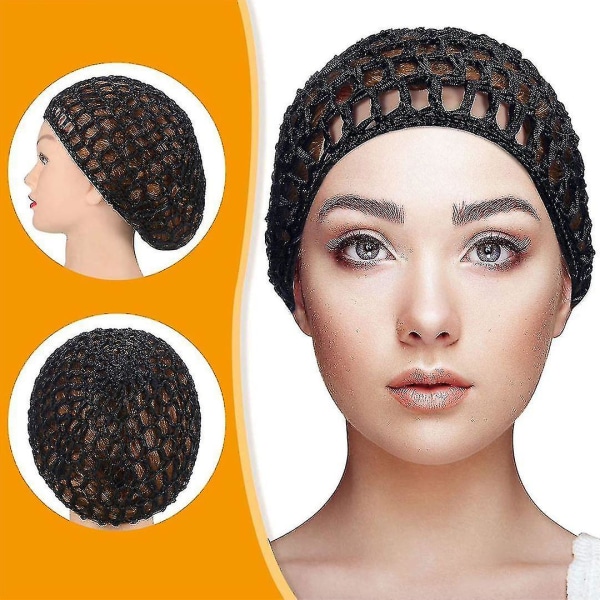 3pcs Hair Net Snoods For Women Sleeping Mesh Soft Rayon Knit Crochet Hairnet Long Short Curls Hair Cover Accessory#d453772