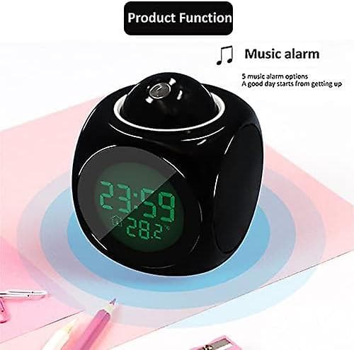 Barn Hvit Projeksjon Digital Vær LCD Klokke Alarm