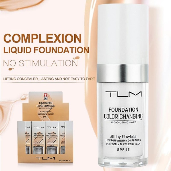 2 st Tlm Flawless Färgförändrande Foundation Makeup Hudton Matchande Concealer