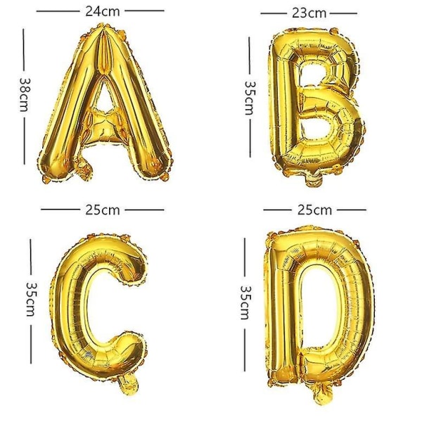 16 tommer guldfarvet aluminiumsfilm A-z bogstavballon til fødselsdagsjubilæum