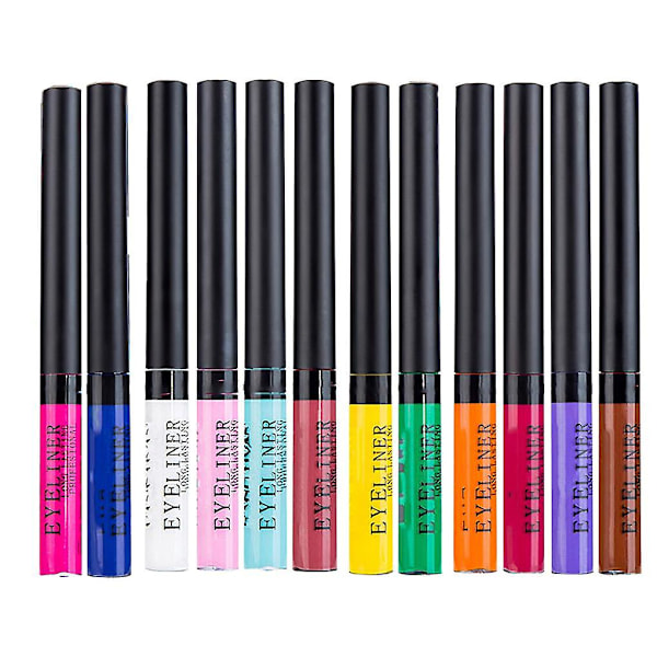 12 väriä nestemäistä eyeliner-settiä kannettava silmänrajauskynäsarja sileä naiset