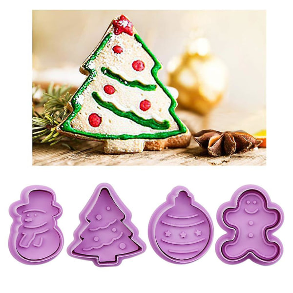 4 stk Thanksgiving/christmas Cookie Bakeform Kjeks Stempel 3d Cookie