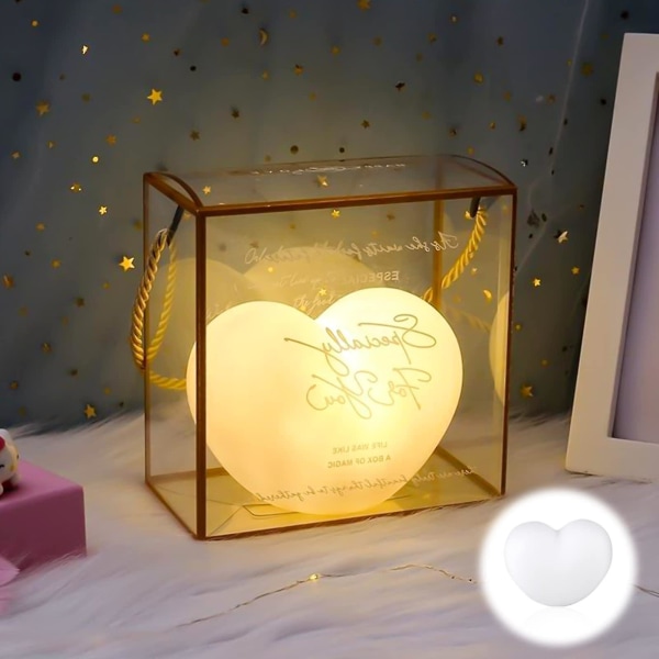 Bærbar kjærlighetslampe - Kawaii Love Shape Nattlys med utsøkt boks - Bursdagsgaver til barn