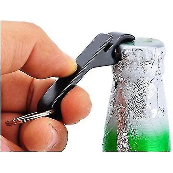 Th Flaskeåpner, Mini Pocket Beer Opener Multifunksjonell kreativ flaskeåpner nøkkelring (svart) (5 stk)