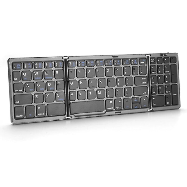 B089 Bærbart Tri-fold 81 taster Bluetooth-tastatur Hjemmekontor Trådløst tastatur med tallområde--