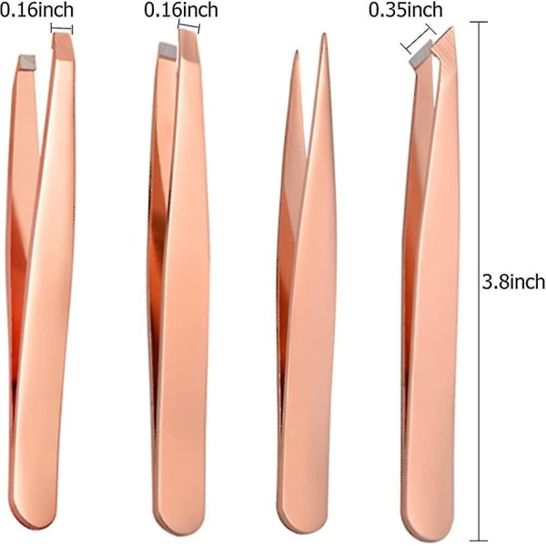 Ögonbrynspincett, 4 st professionella precisionspincetter i rostfritt stål