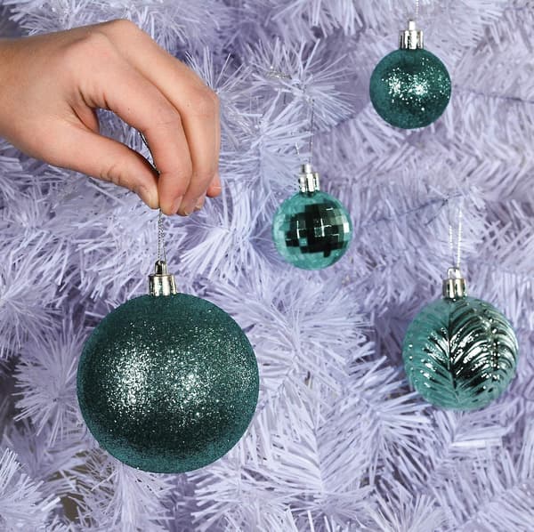 Juletræspynt - Turkis Julekuglepynt Sæt Til Jul