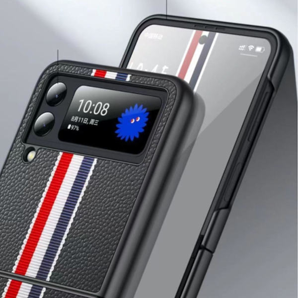 Äkta läder Limited Edition Kompatibel Samsung Galaxy Z Flip 4, Z Flip 4 Fodral Stötsäker Black