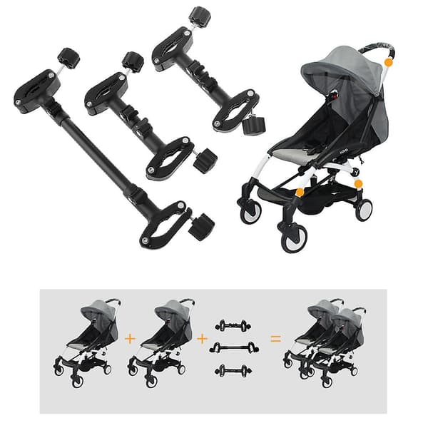 3 strollersammankopplingar för att koppla ihop två barnvagnar